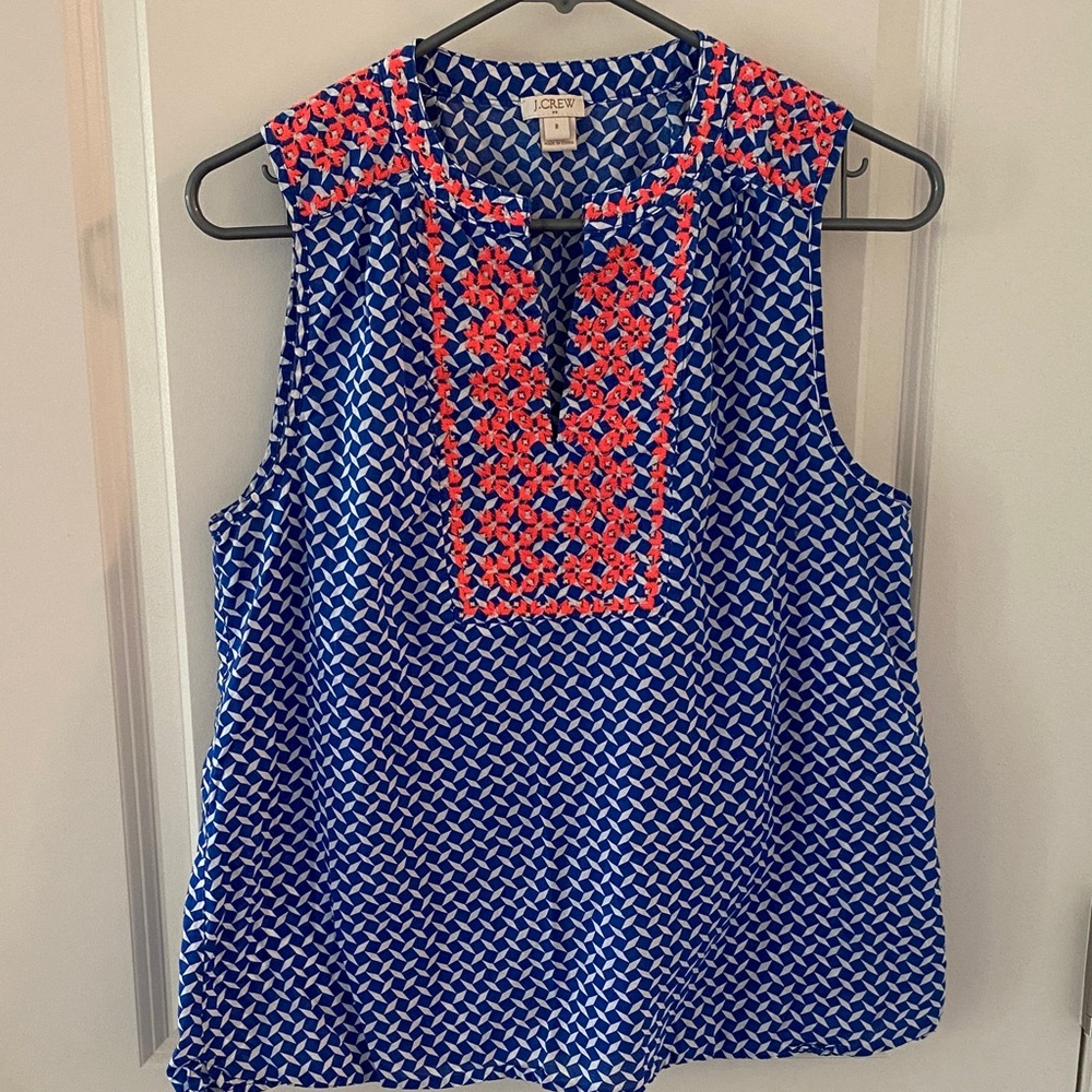 J. Crew Navy and Coral Sleeveless Geometric Print Camisole

PTP 19